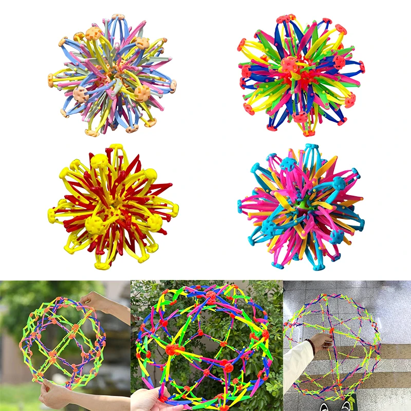 2pcs Expandable Magic Ball Large Retractable Ball Toy Stress Relief Breathing Ball Colorful Magic Toys Yoga Relaxation Gift