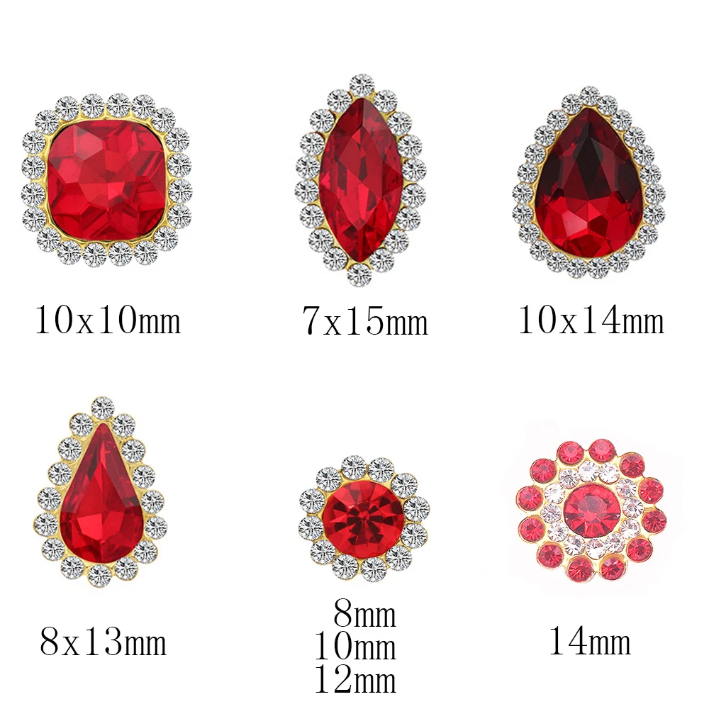 50pcs Mixed Sunflower Claw Sew On Rhinestones Trim Shiny Crystal Stones Glass Beads Gold Flatback Sewing Rhinestones for Clothes