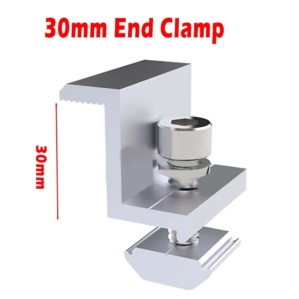 10Pcs Solar Photovoltaic Brackets Aluminum-Alloy Clamp For Solar Module Solar Panel Racking Mounts Accessories PV End Clamps