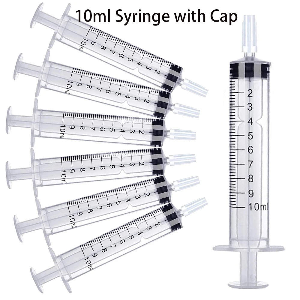 This 10ml Plastic Syringe with a Cap Is Suitable for Parties, Measuring, Watering Plants, Replenishing Fluids, and Feeding