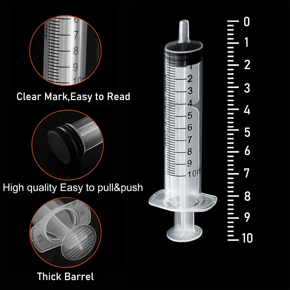 This 10ml Plastic Syringe with a Cap Is Suitable for Parties, Measuring, Watering Plants, Replenishing Fluids, and Feeding