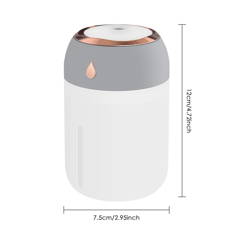 300/600ML USB Air Humidifier For Home Car With Colorful Night Light Large Capacity Essential Oil Aroma Diffuser Mist Sprayer
