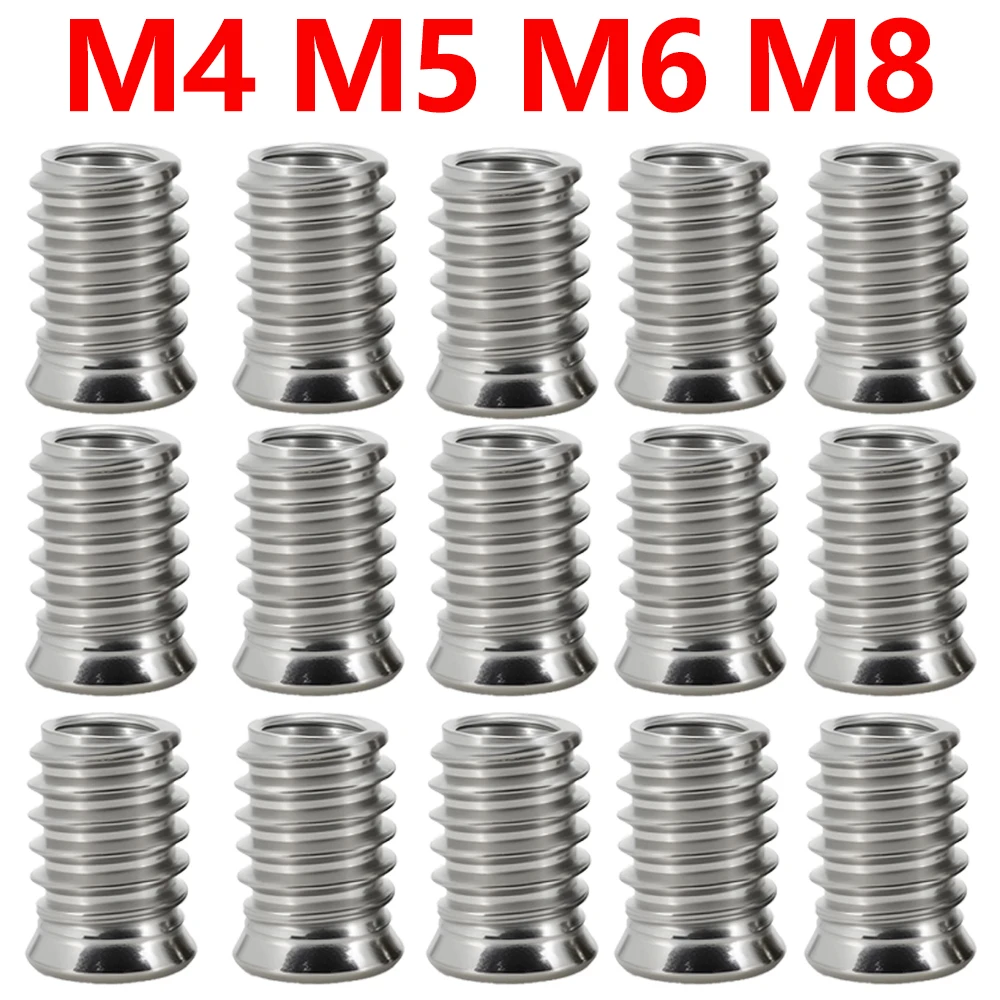 304 Stainless Steel Hex Drive Insert Nuts Woodworking Wood Insertnut Furniture Nut Table Desk Chair Bed Nutsert M4 M5 M6 M8