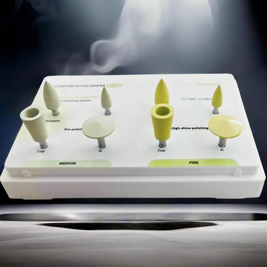 8PCS Dental Polishing Kit Cost-Effective Medium/Fine Rubber Silicon Carbide Points Autoclavable at 134°C for RA Low Handpiece