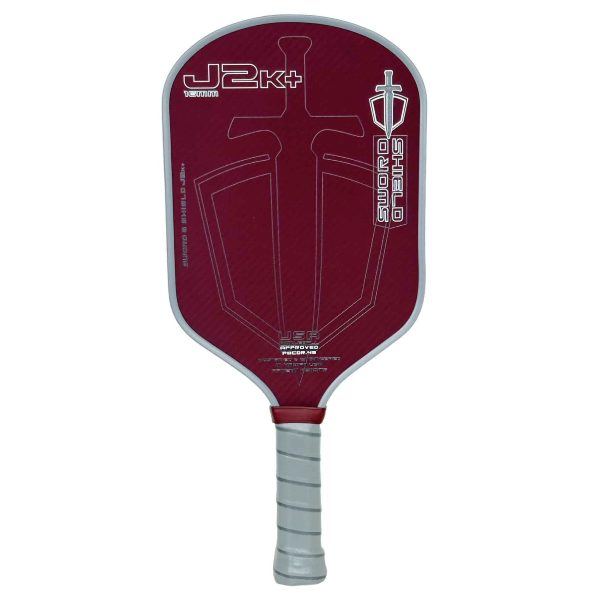 SWORD&SHIELD J2K+ Aramid Fiber Pickleball Paddle, Polymer Honeycomb Core, Large Sweet Spot, Thickness 16MM, Textured Surface