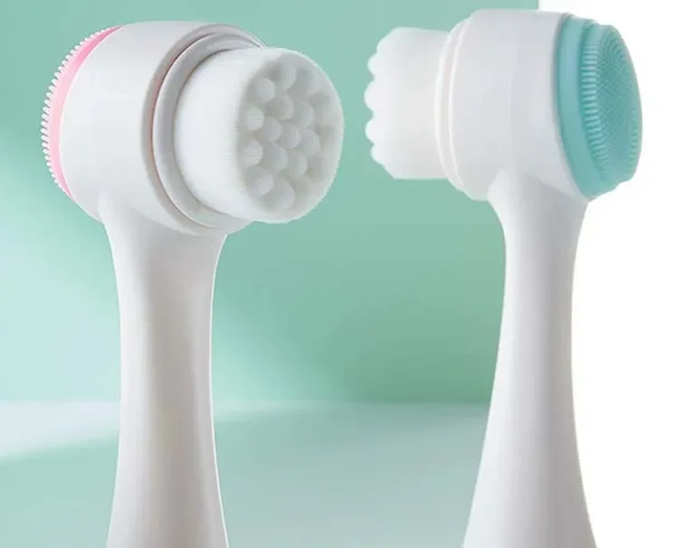 CNK Wholesale 3D Bilateral Cleanser Brush Facial Soft Manual Massage Silicone Facial Bristles Silicone Double Sided Face Brush