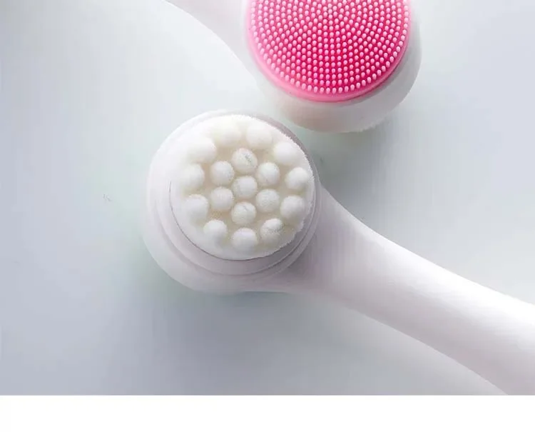 CNK Wholesale 3D Bilateral Cleanser Brush Facial Soft Manual Massage Silicone Facial Bristles Silicone Double Sided Face Brush