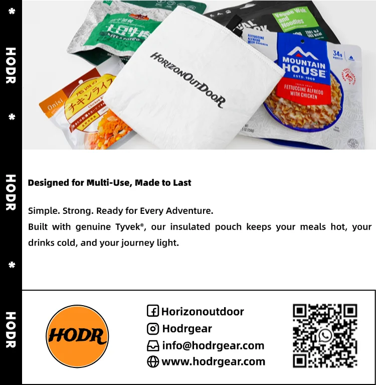 [HODRGEAR] Outdoor Tyvek® Insulated Food Pouch Ultralight Freeze-Dried Meal Cozy Warmer Bag Tear-Resistant Hiking Camping Gear