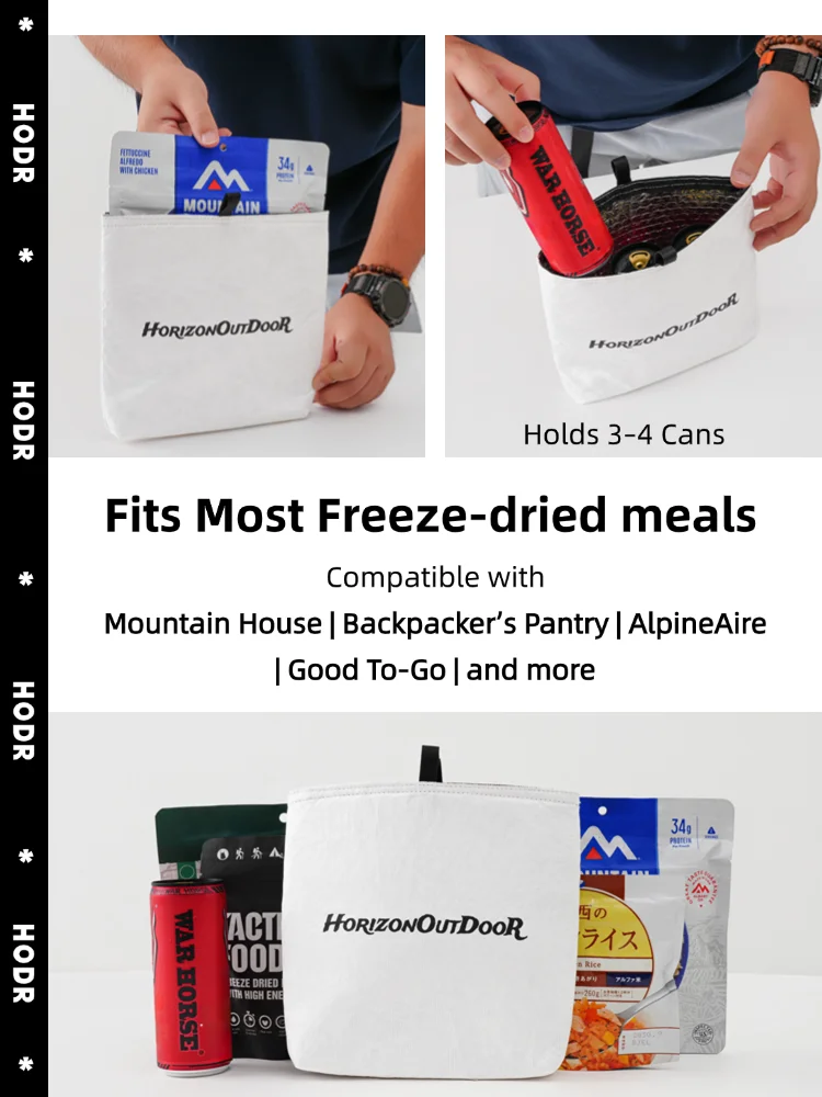 [HODRGEAR] Outdoor Tyvek® Insulated Food Pouch Ultralight Freeze-Dried Meal Cozy Warmer Bag Tear-Resistant Hiking Camping Gear