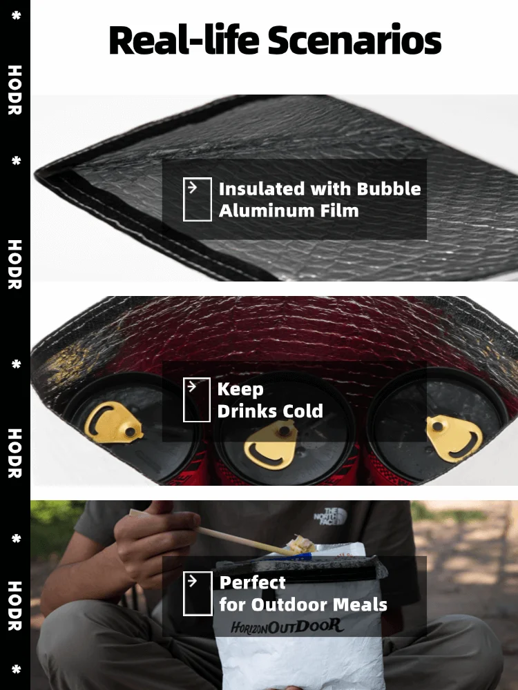 [HODRGEAR] Outdoor Tyvek® Insulated Food Pouch Ultralight Freeze-Dried Meal Cozy Warmer Bag Tear-Resistant Hiking Camping Gear