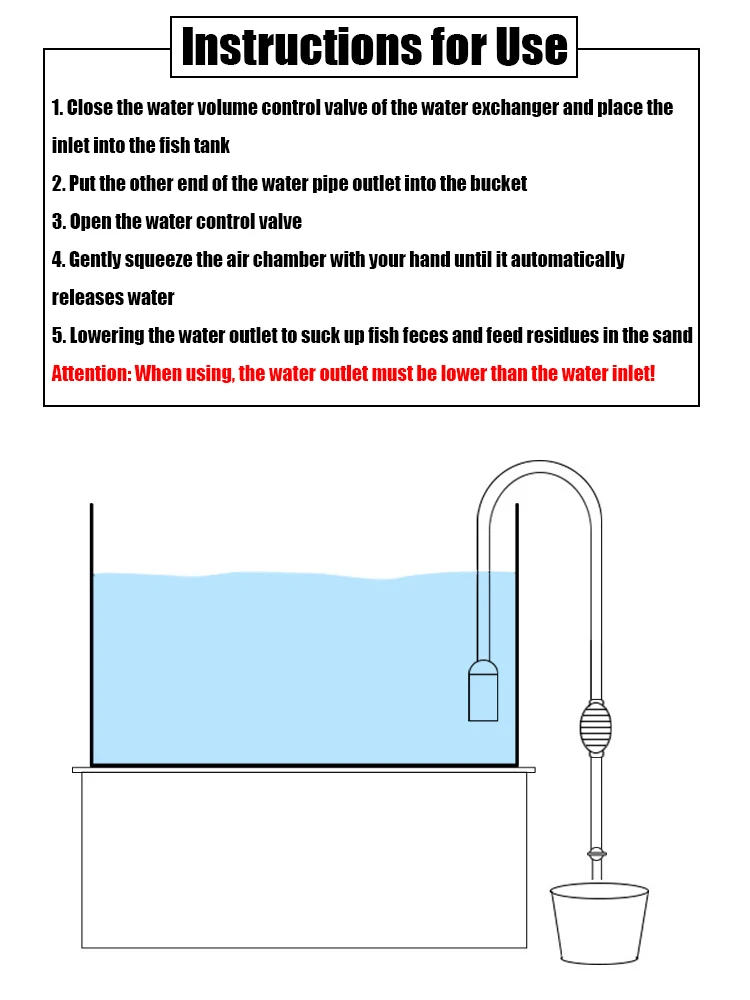 New Fish Tank Water Changer Sand Washer Water Pump Fish Tank Water Absorber Siphon Pipe Manual Water Changer Toilet