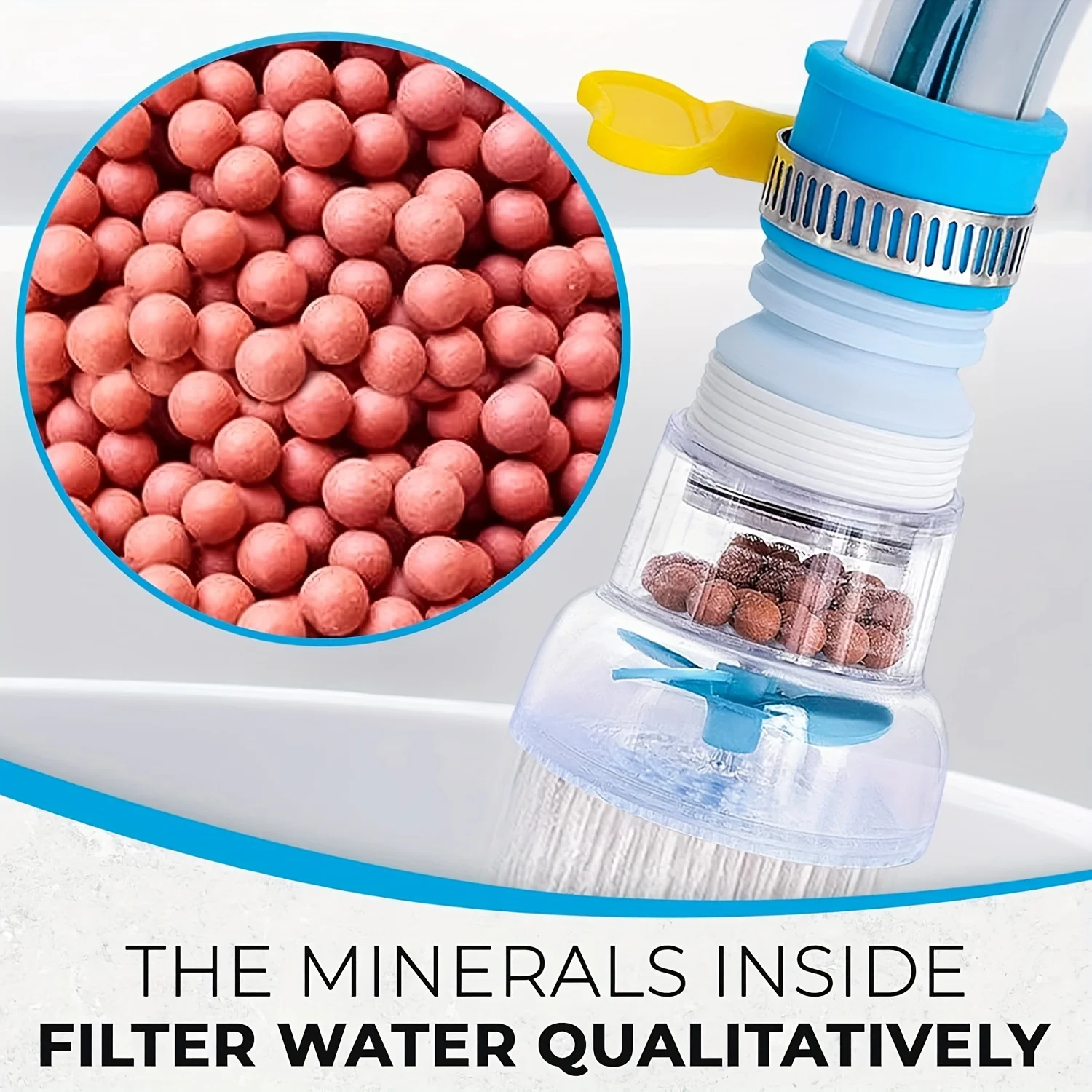 360 Degree Adjustable Kitchen Sink Faucet Extender Multi Color Tap Water Filter with Sediment Balls Bio Filter UV Sterilizer
