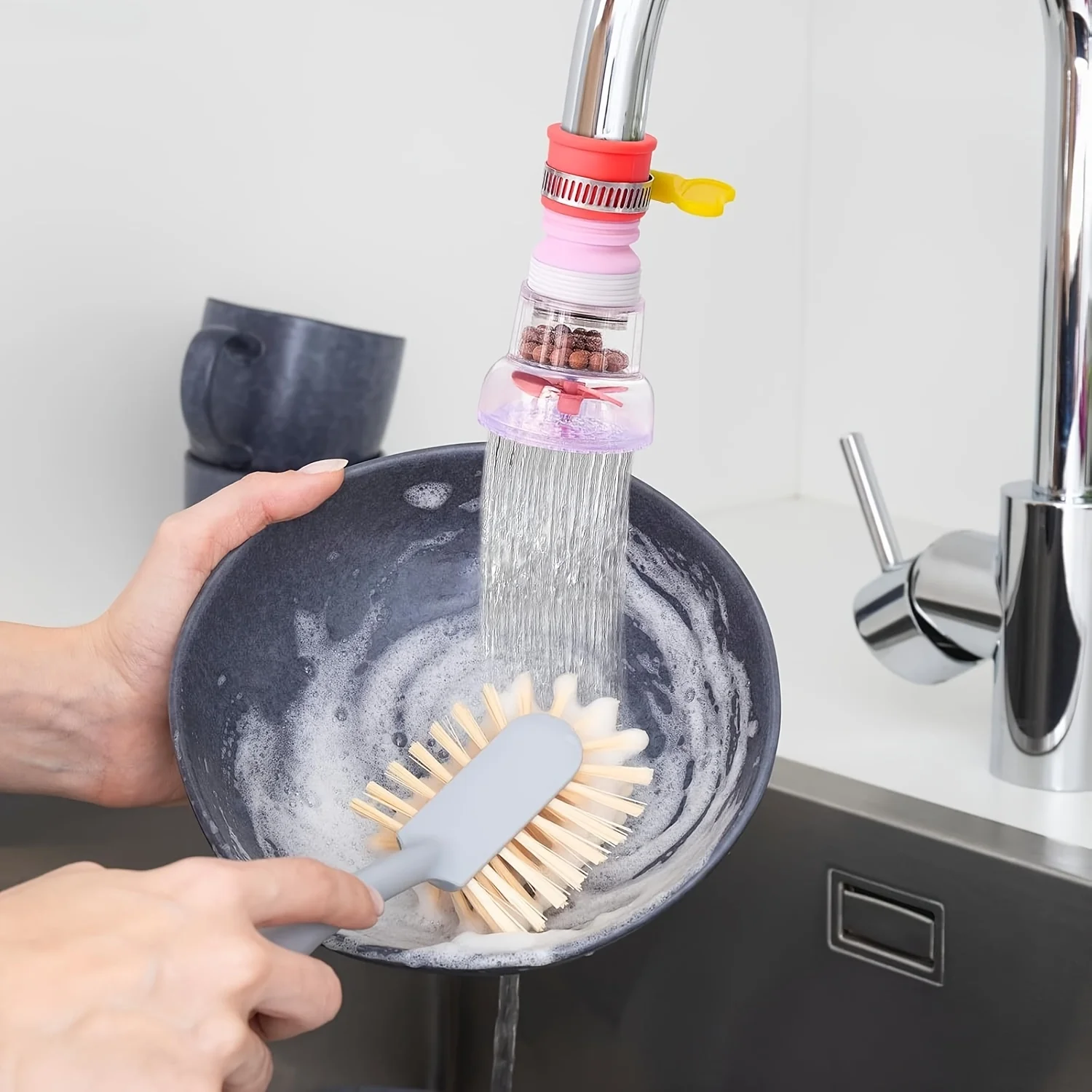 360 Degree Adjustable Kitchen Sink Faucet Extender Multi Color Tap Water Filter with Sediment Balls Bio Filter UV Sterilizer