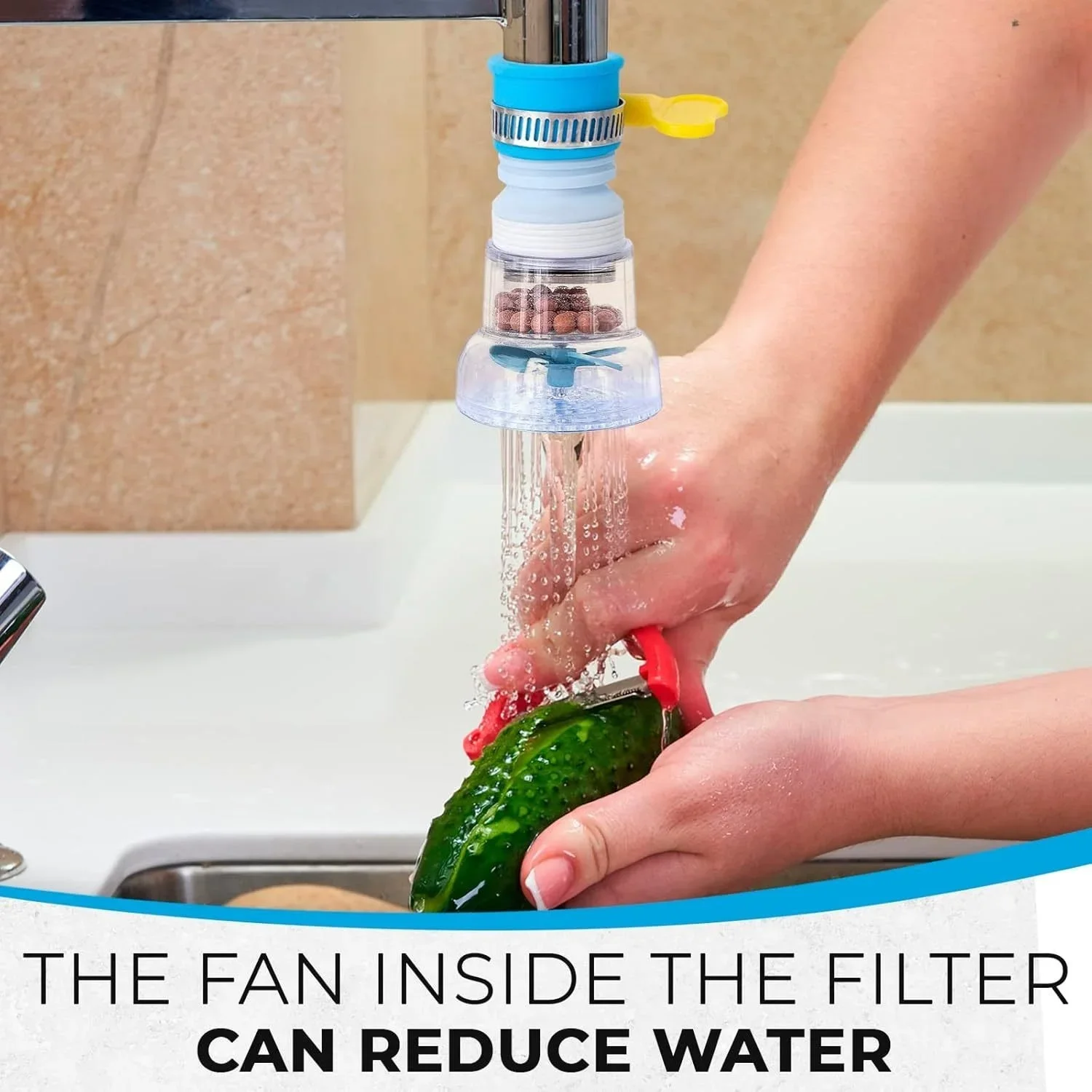 360 Degree Adjustable Kitchen Sink Faucet Extender Multi Color Tap Water Filter with Sediment Balls Bio Filter UV Sterilizer