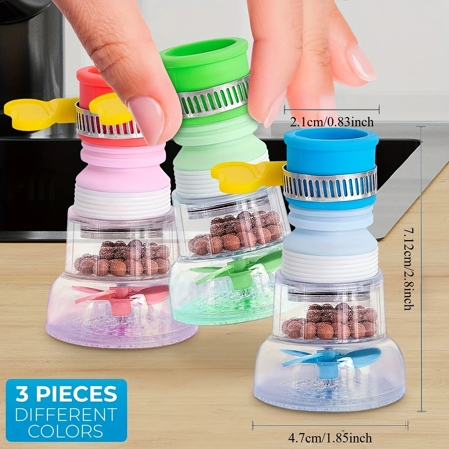 360 Degree Adjustable Kitchen Sink Faucet Extender Multi Color Tap Water Filter with Sediment Balls Bio Filter UV Sterilizer