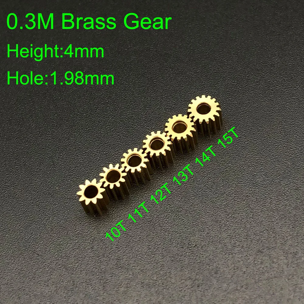 10Pc/Lot 10T 11T 12T 13T 14T 15T 0.3M Brass Gear Spur Pinion Mechanical Bore Hole Aperture 2mm 1.98mm 2A 1.5mm 1.48mm 1.5A H 4mm