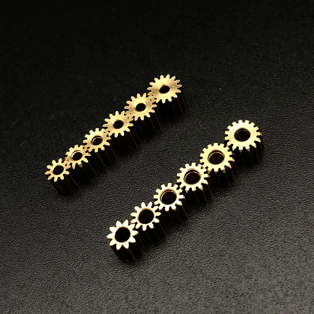10Pc/Lot 10T 11T 12T 13T 14T 15T 0.3M Brass Gear Spur Pinion Mechanical Bore Hole Aperture 2mm 1.98mm 2A 1.5mm 1.48mm 1.5A H 4mm