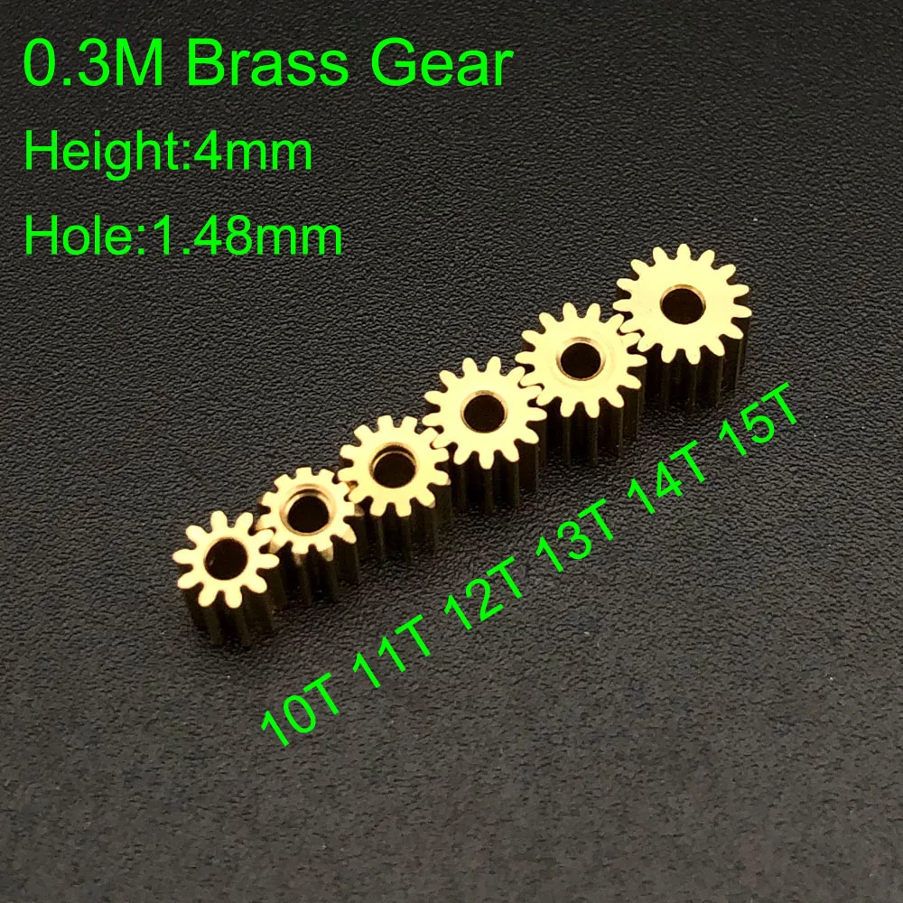 10Pc/Lot 10T 11T 12T 13T 14T 15T 0.3M Brass Gear Spur Pinion Mechanical Bore Hole Aperture 2mm 1.98mm 2A 1.5mm 1.48mm 1.5A H 4mm