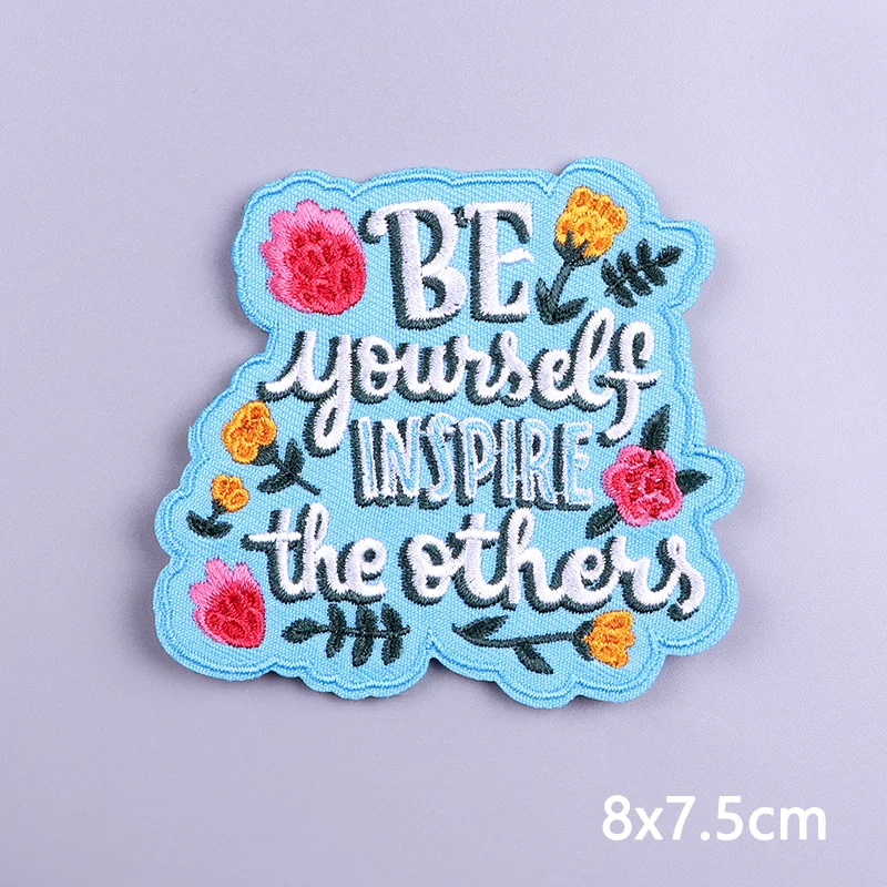 Colorful Letters Applique Iron On Patches For Clothing Stickers Cartoon Phrases Embroidered Patches On Clothes Fusible Badges