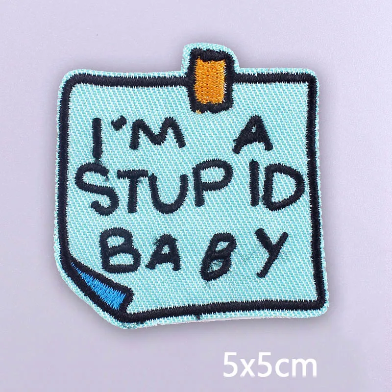 Colorful Letters Applique Iron On Patches For Clothing Stickers Cartoon Phrases Embroidered Patches On Clothes Fusible Badges