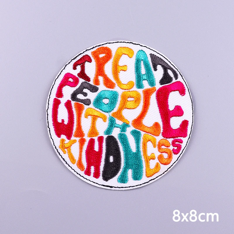 Colorful Letters Applique Iron On Patches For Clothing Stickers Cartoon Phrases Embroidered Patches On Clothes Fusible Badges