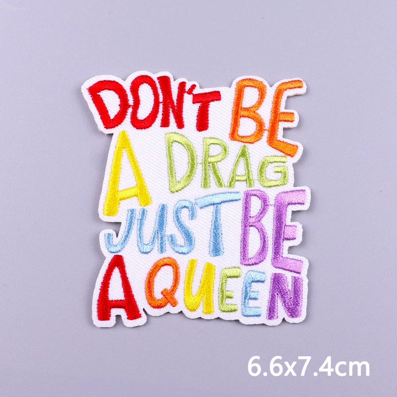 Colorful Letters Applique Iron On Patches For Clothing Stickers Cartoon Phrases Embroidered Patches On Clothes Fusible Badges