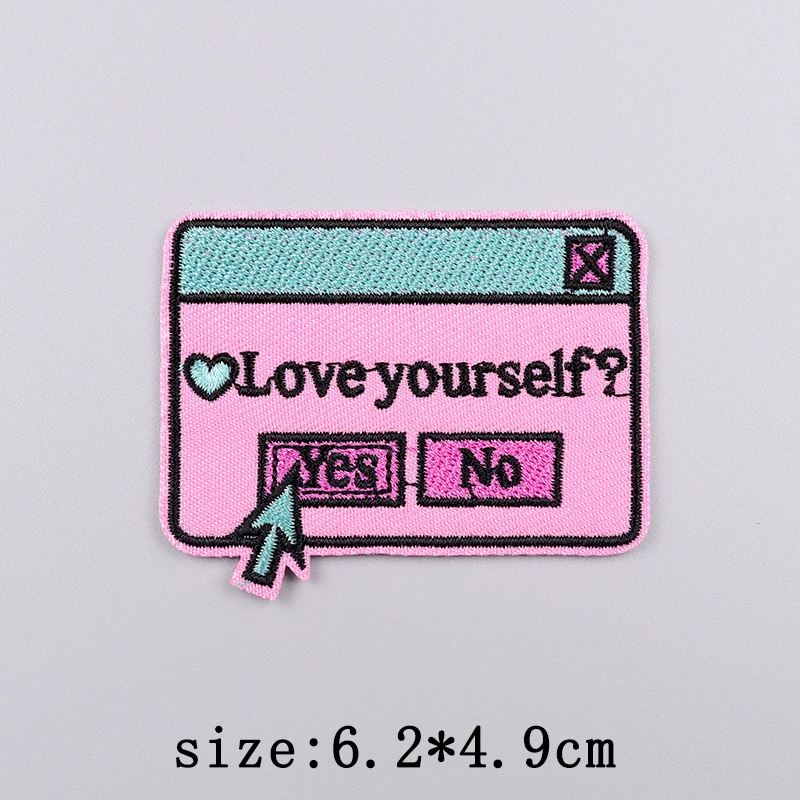 Colorful Letters Applique Iron On Patches For Clothing Stickers Cartoon Phrases Embroidered Patches On Clothes Fusible Badges