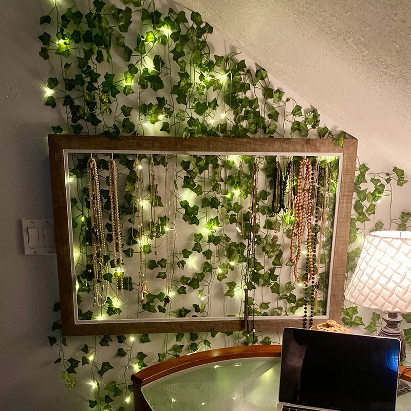 2/5/10M Silk Leaves Fake Creeper Green Leaf Ivy Vine LED String Lights for Home Wedding Hanging Garland Artificial Plants Decor