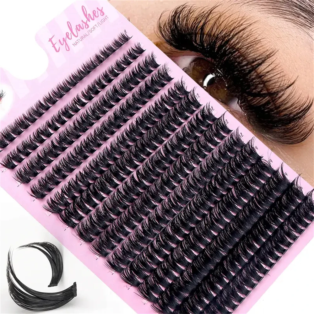 280 Clusters of 60D False Mink Eyelashes D Curly Natural Eyelashes Extension Russian Strip Individual Eyelashes Makeup Tool