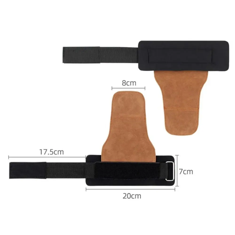 Double Layer PU Leather Gloves Wrist Strap Cowhide Palm Weight Lifting Gloves Anti-Skid Grip Pads Pull-Up Gloves