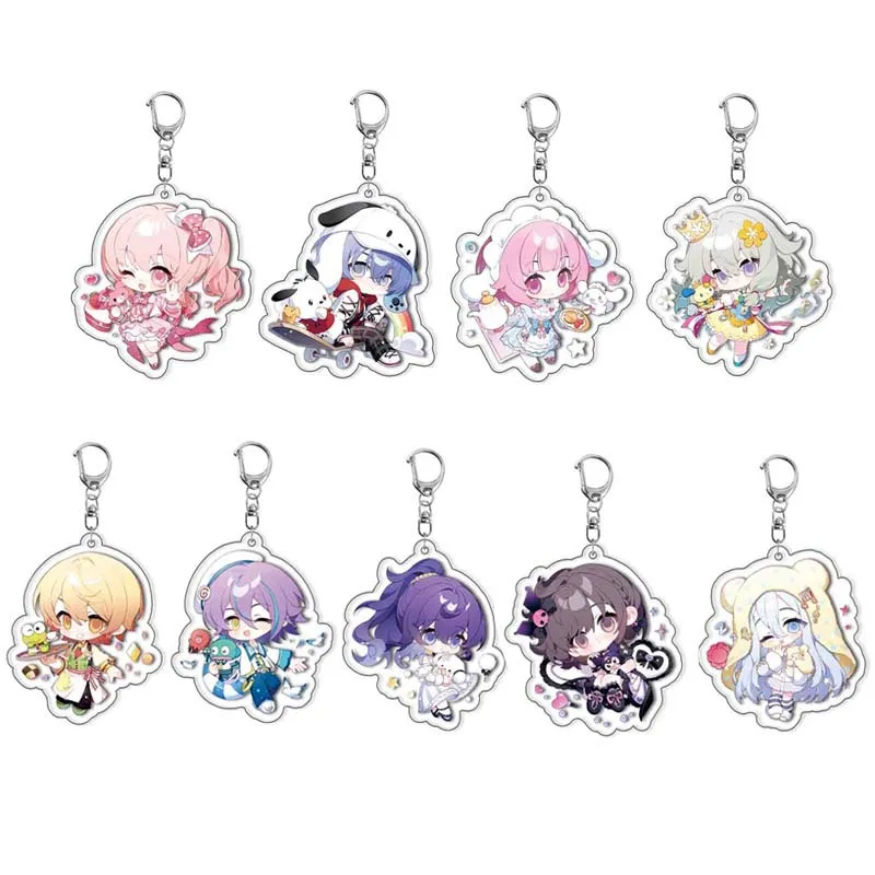 Anime PJSK Keychain 55mm Pin Brooch Project Sekai Momoi Airi Hinomori Shizuku Acrylic Keyring Strap Figure Hanging Accessories