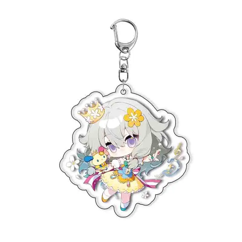 Anime PJSK Keychain 55mm Pin Brooch Project Sekai Momoi Airi Hinomori Shizuku Acrylic Keyring Strap Figure Hanging Accessories