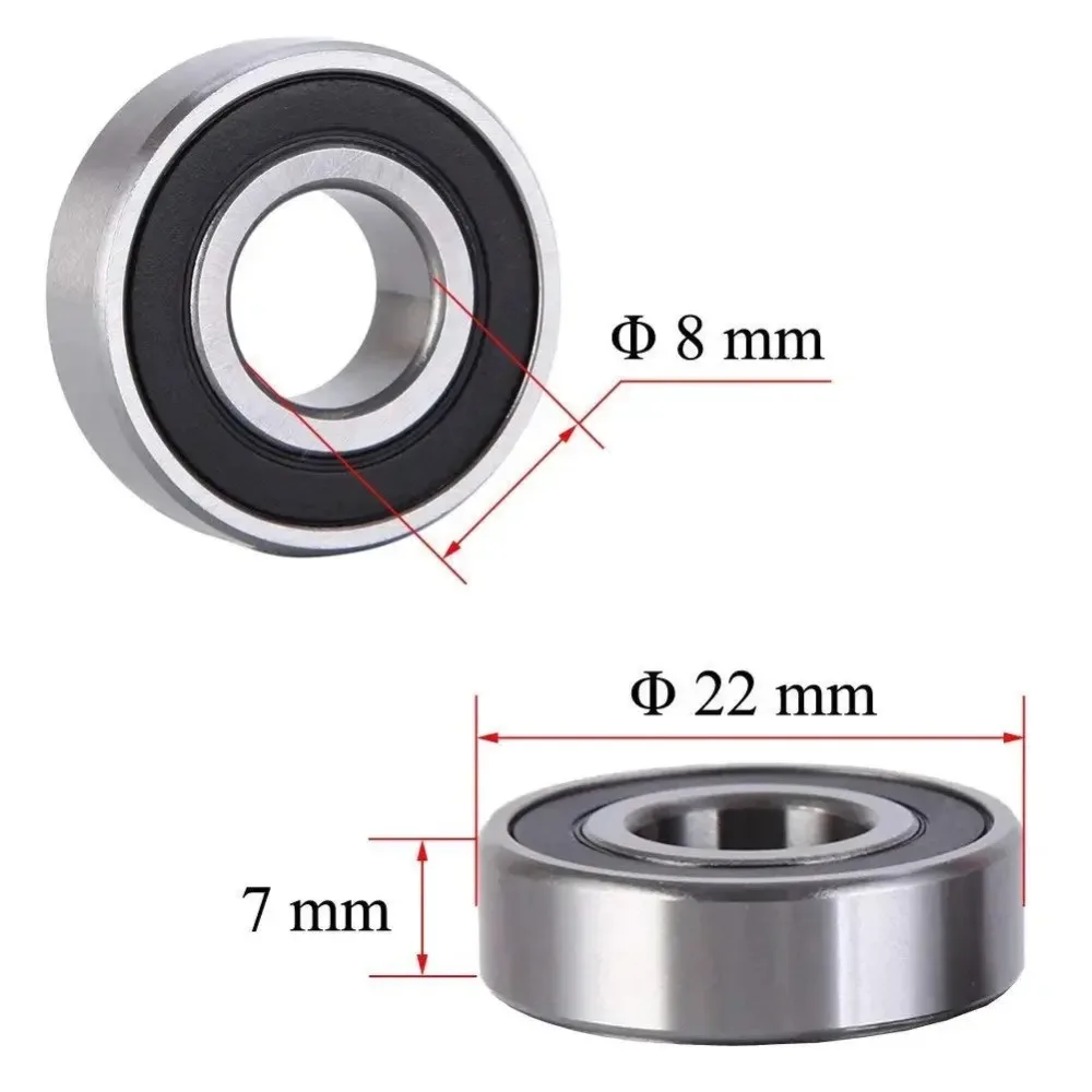 10Pcs|20Pcs 608 ZZ 608RS Ball Bearings Metal Double Shielded Miniature Deep Groove Skateboard Ball Bearings 8mm X 22mm X 7mm