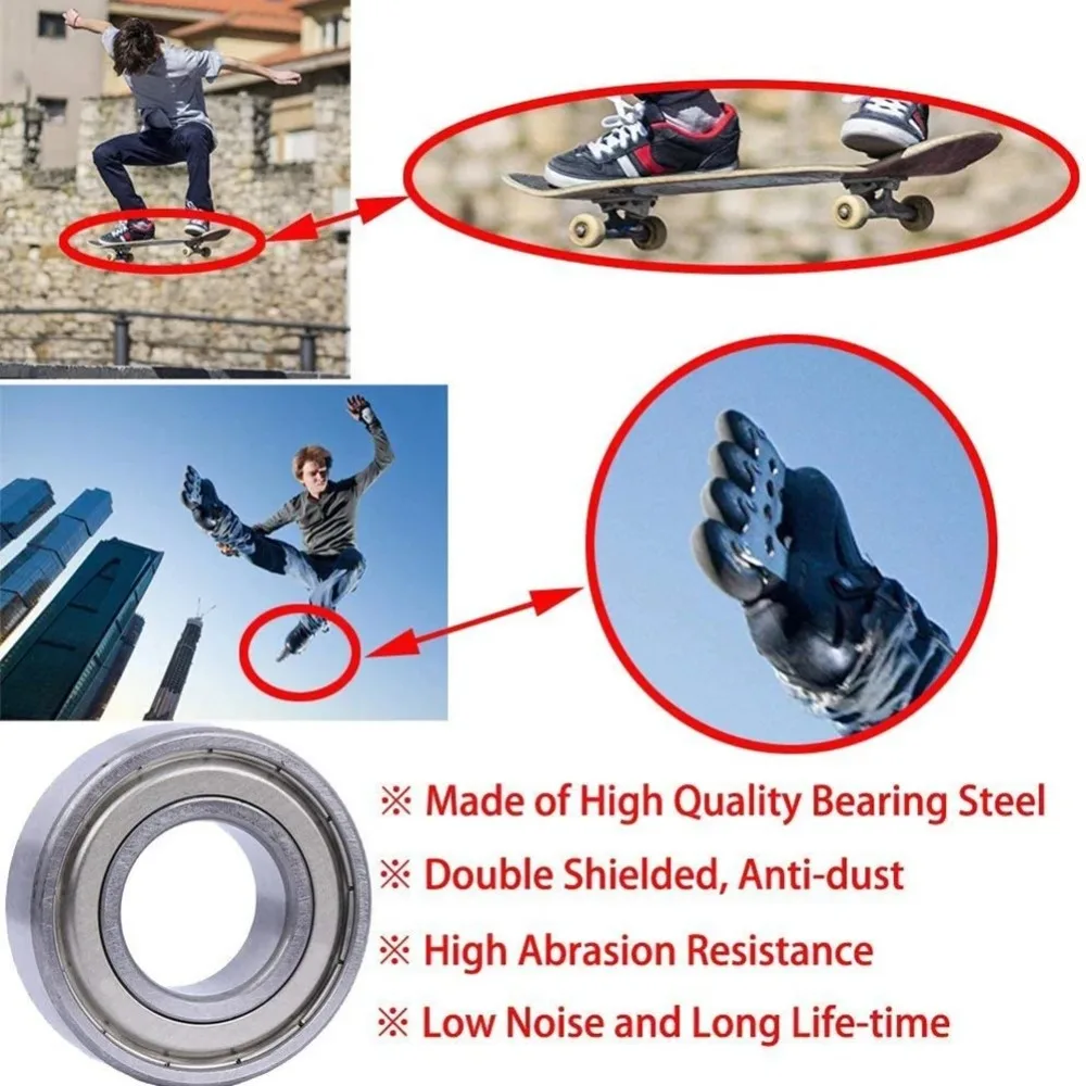 10Pcs|20Pcs 608 ZZ 608RS Ball Bearings Metal Double Shielded Miniature Deep Groove Skateboard Ball Bearings 8mm X 22mm X 7mm