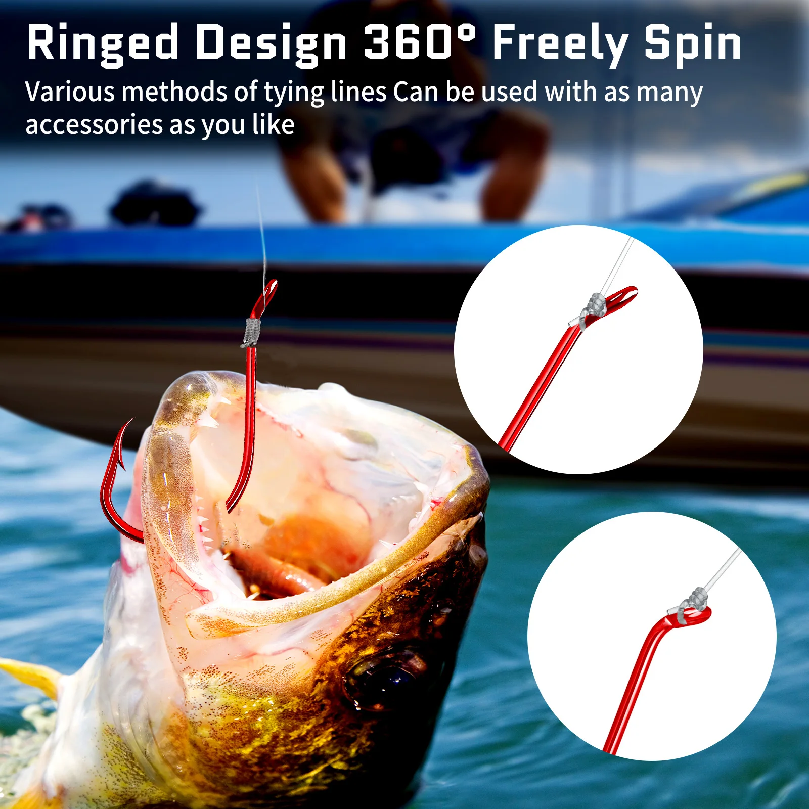FishTrip Red Octopus Hooks 25-100PCS Circle Hook Offset 2X Strong Live Bait Barbed Carp Hook Saltwater Freshwater Catfish Bass