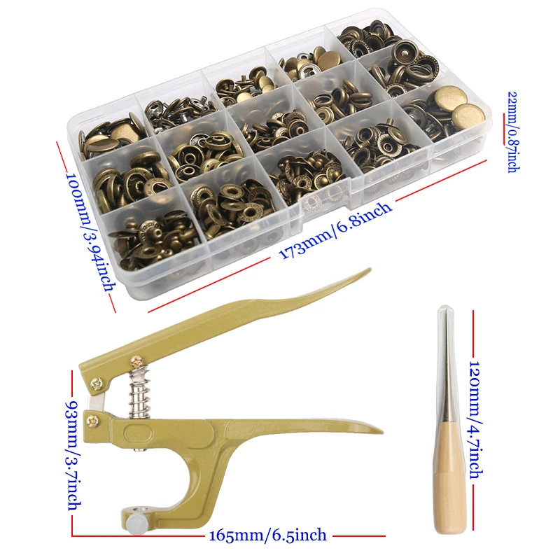 New Metal Snap Buttons Botones Bouton Pression With Pressure Pliers Sewing Accessories For Clothing/Coats/Bags/Leather Craft