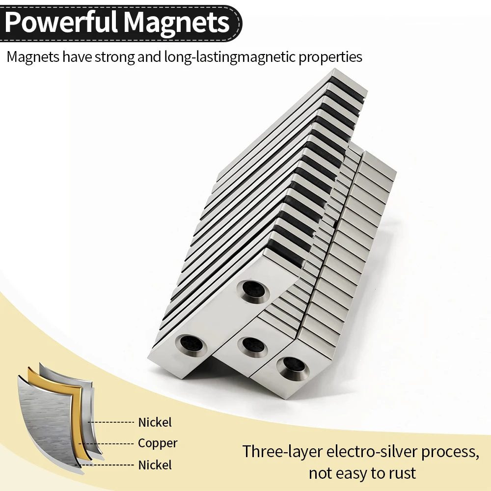 Super Strong Neodymium Magnet N35 NdfeB Permanent Magnetic imanes Block with holes Powerful Magnets Refrigerator Magnet