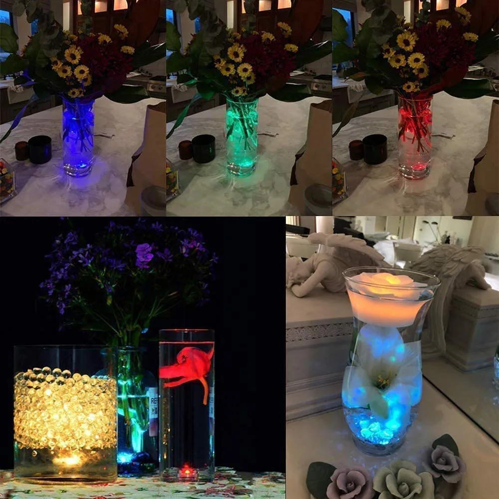 Mini Submersible LED Lights with Remote Control - Small Tea Light Underwater Light Battery Powered for Party Event Vase Fishtank