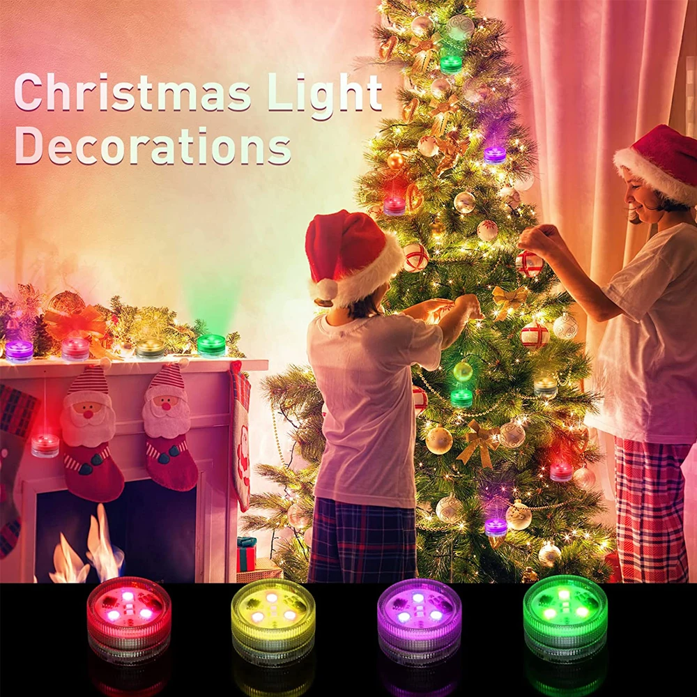 Mini Submersible LED Lights with Remote Control - Small Tea Light Underwater Light Battery Powered for Party Event Vase Fishtank