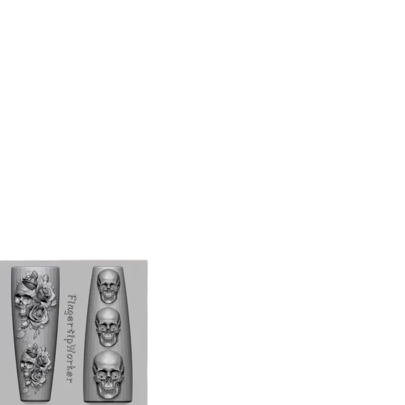 Rose Flower Skull Silicone Nail Art Molds DIY Skeleton Hand Design Transparent Carving Mold Nail Art Decorations