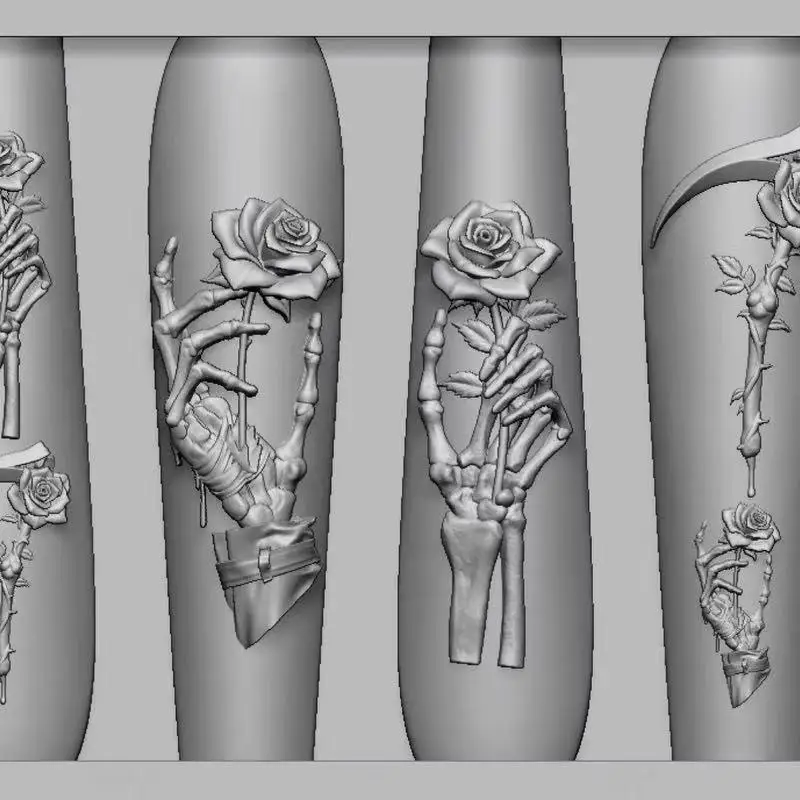 Rose Flower Skull Silicone Nail Art Molds DIY Skeleton Hand Design Transparent Carving Mold Nail Art Decorations