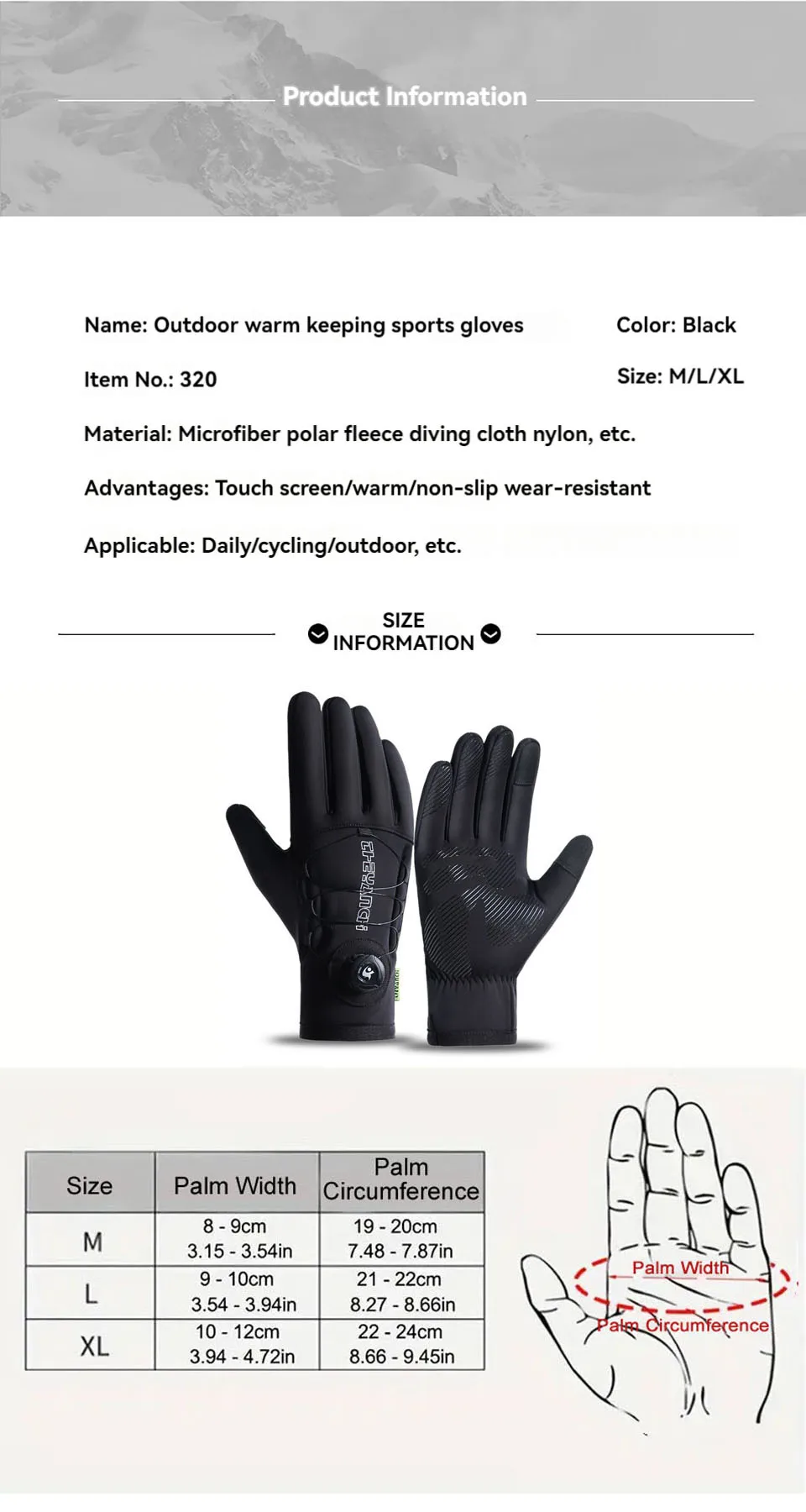 GTUBIKE Winter Warm Gloves for Men Women Extended Thickened Windproof and Waterproof Sports Touchscreen Skiing Cycling Gloves