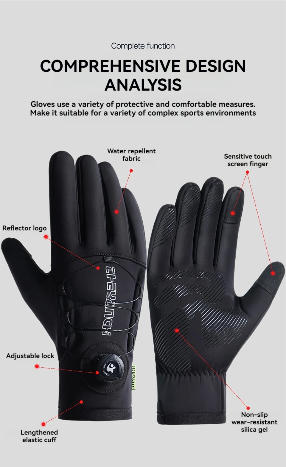 GTUBIKE Winter Warm Gloves for Men Women Extended Thickened Windproof and Waterproof Sports Touchscreen Skiing Cycling Gloves