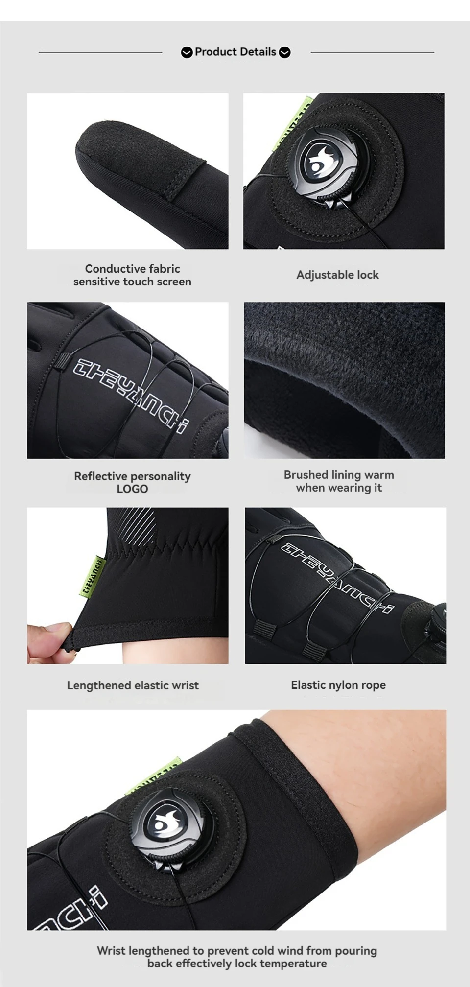 GTUBIKE Winter Warm Gloves for Men Women Extended Thickened Windproof and Waterproof Sports Touchscreen Skiing Cycling Gloves