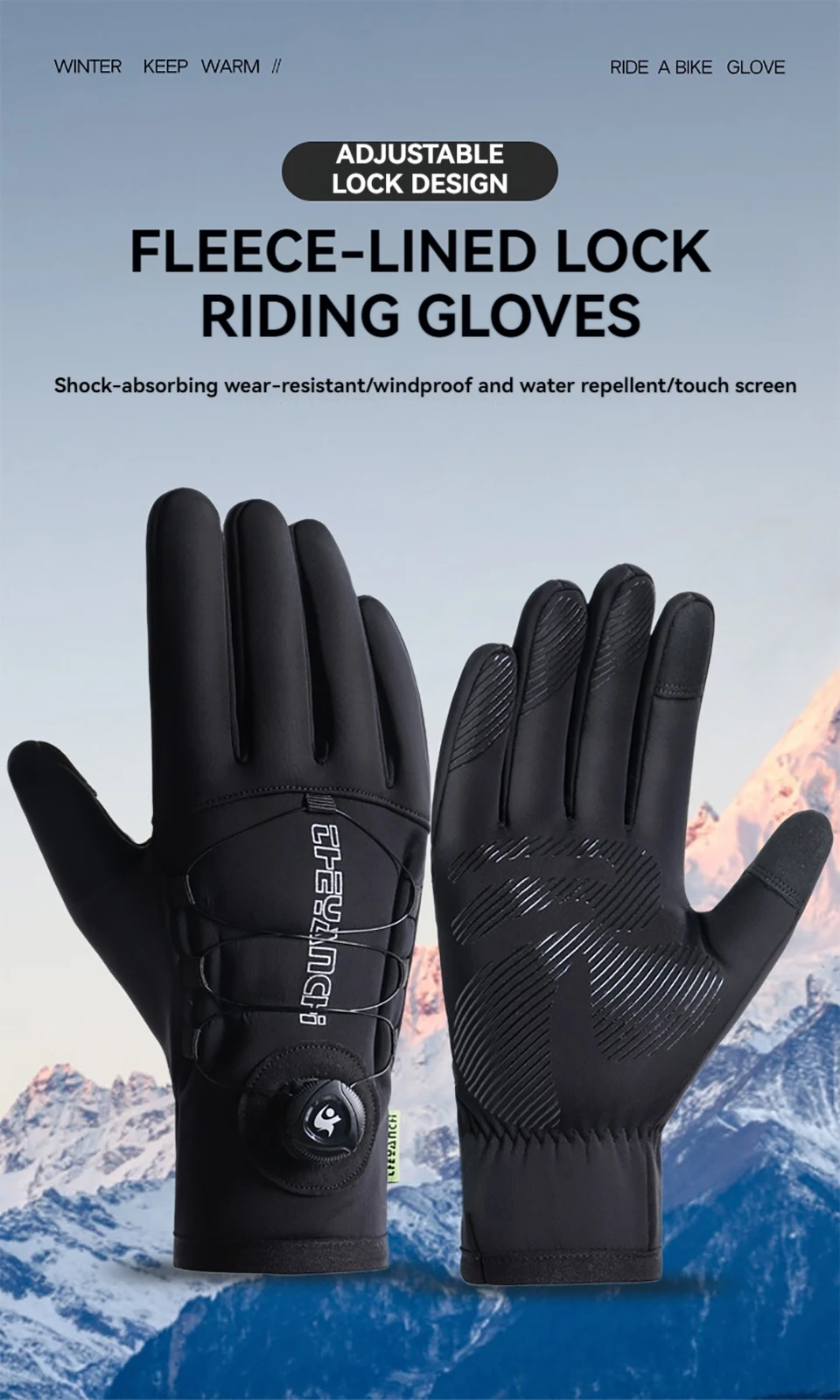 GTUBIKE Winter Warm Gloves for Men Women Extended Thickened Windproof and Waterproof Sports Touchscreen Skiing Cycling Gloves