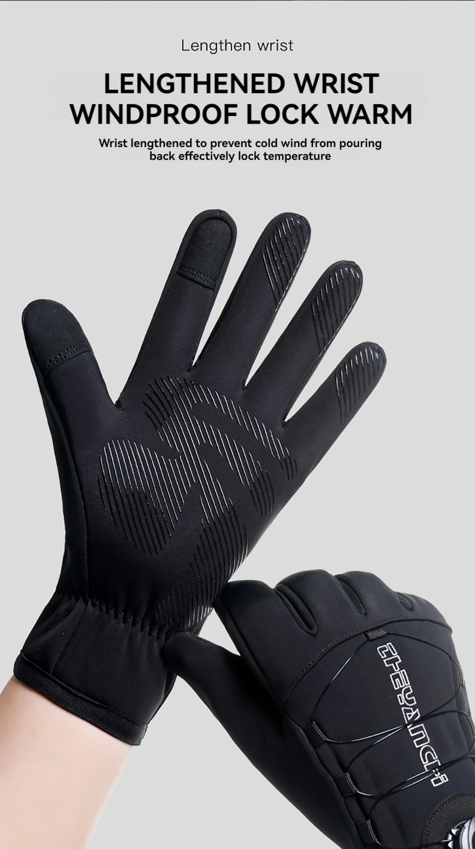 GTUBIKE Winter Warm Gloves for Men Women Extended Thickened Windproof and Waterproof Sports Touchscreen Skiing Cycling Gloves