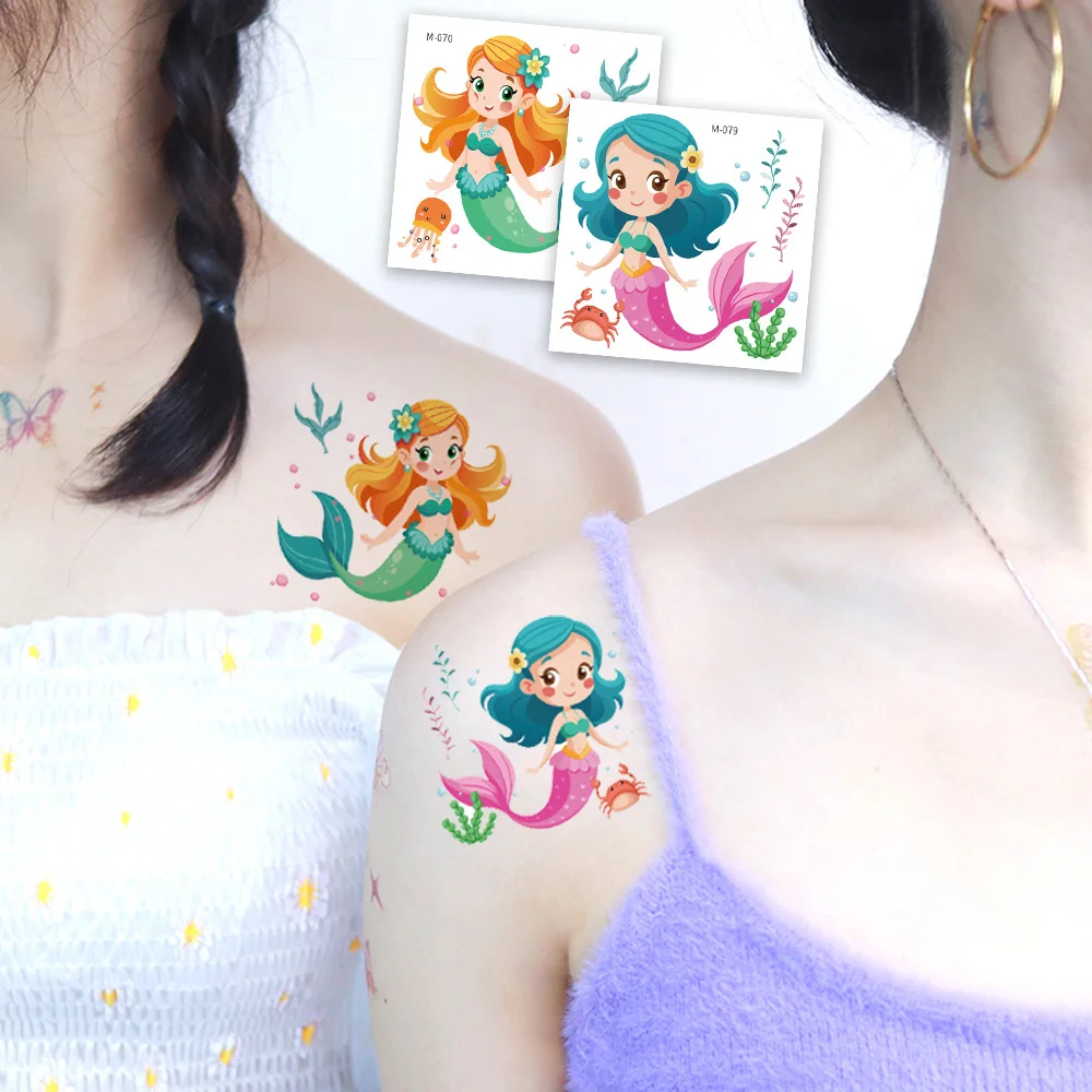20 Sheets Mermaid Temporary Tattoos, Seaside Beach Mermaid Party Favors, Ideal for Slumber & Birthday Party Supplies Decorations