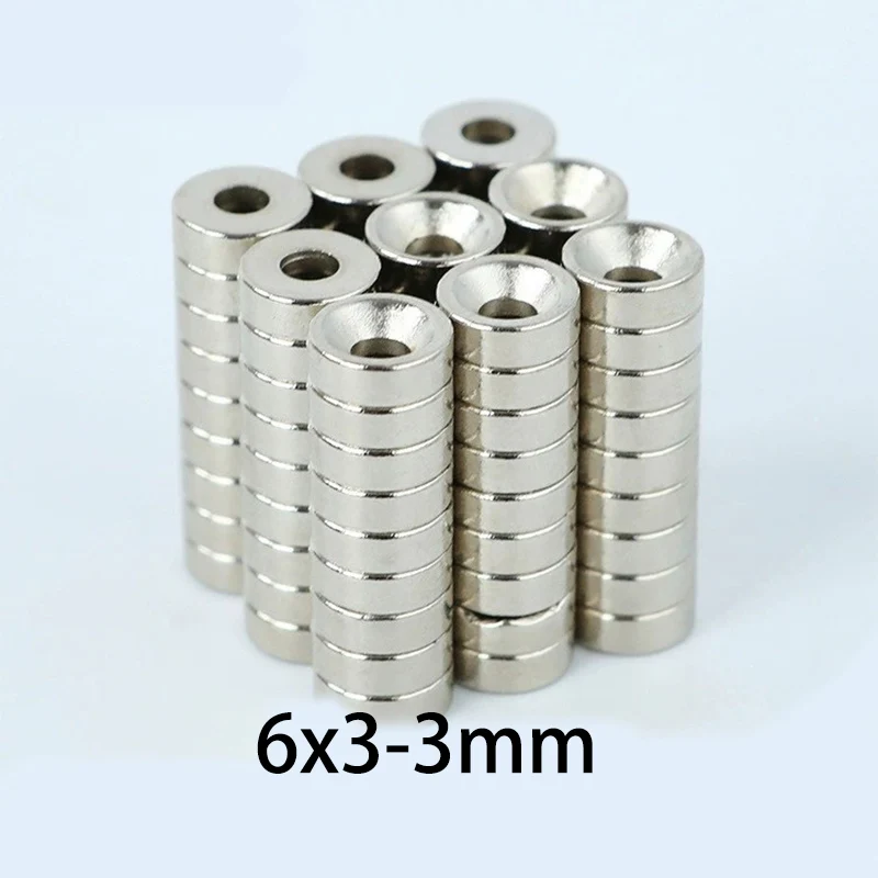20/50/100pcs 6x3-3mm 6x3mm Magnets with 3mm Hole, Easily Screw Into Your RC Cars, Robots, Miniatures & Precision Tools