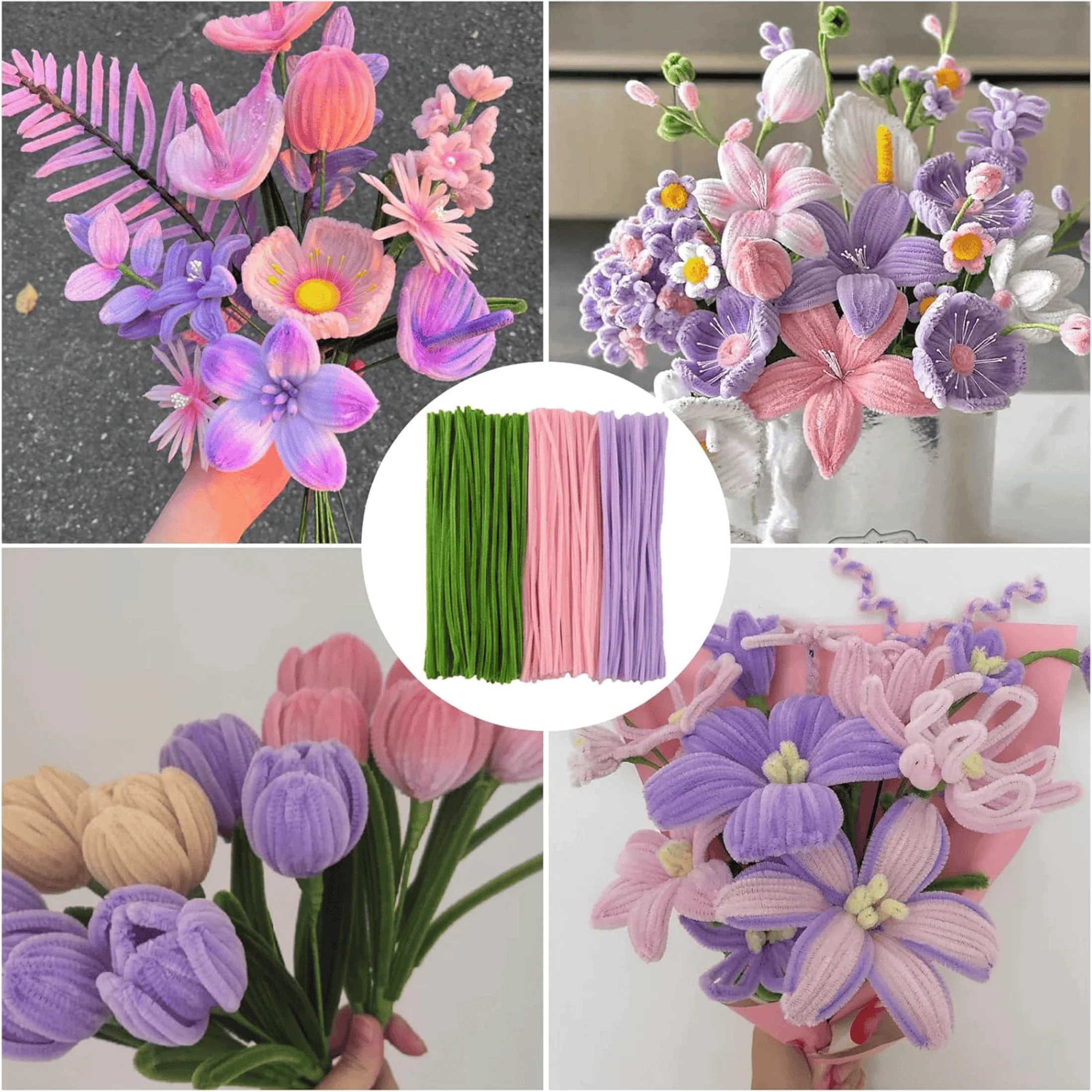 100/200Pcs Pipe Cleaners Craft Supplie 2 Assortment Pastel Color Chenille Stem for Art and Craft Project Creative DIY Decoration