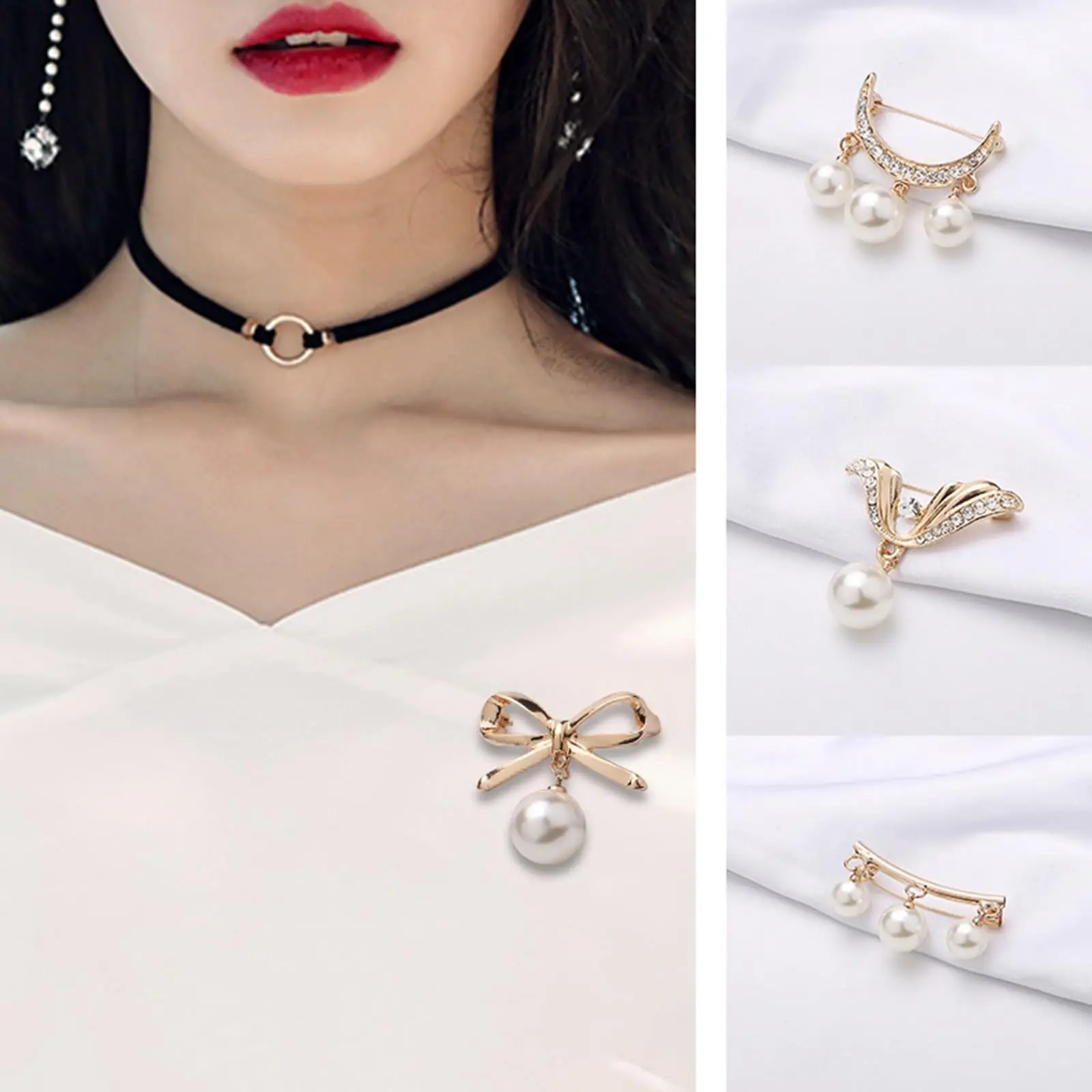 4pcs Golden Elegant Temperament Brooch Waist Adjuster Set - Mixed Color Fashion Safe Pin, Used for Clothes Fixing